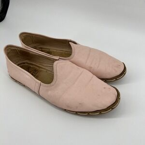 Pink Leather Slip On Loafers Flats Women's 39 US 8‎ Rafik Handmade Turkish Shoes
